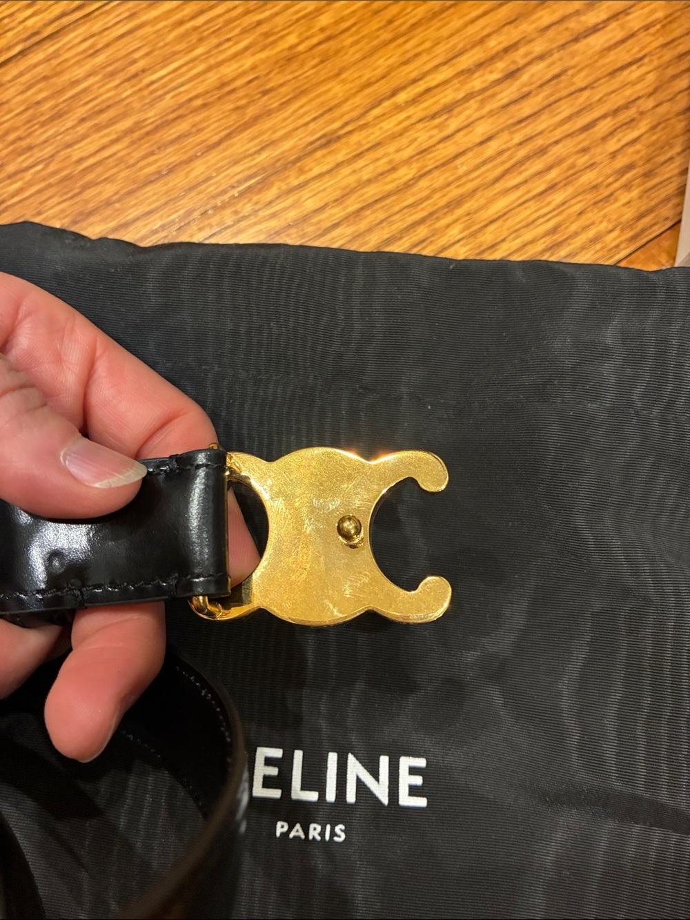 Celine Triomphe Black Leather Belt - size 90 - Picture 4 of 5